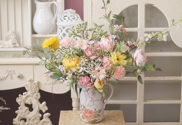 Artificial Floral for Living Room, Large Bunch of Romantic Flowers for Bedroom, Table Centerpiece, Beautiful Flower Arrangement Ideas for Interior Design-HomePaintingDecor