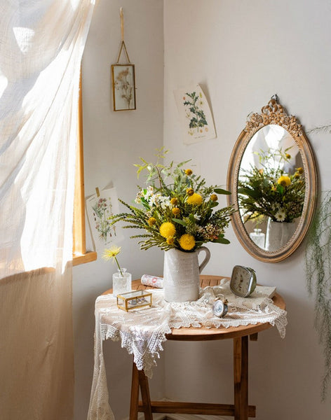 Beautiful Modern Artificial Flowers for Dining Room Table, Dandelion, Wheat Branch, Eucalyptus Globulus, Unique Flower Arrangement for Home Decoration-HomePaintingDecor