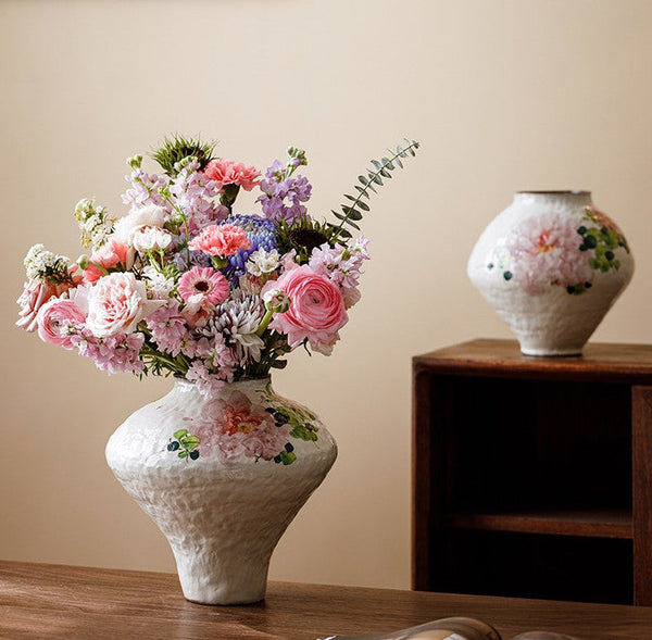 Flower Vases on Table, Handmade Water Holding Flower Vases, Centerpiece on Dining Table, Modern Porcelain Flower Vases, Ceramic Bouquet Vases-HomePaintingDecor