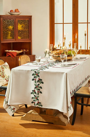 Modern Rectangle Tablecloth for Dining Room Table, Flower Pattern Tablecloth for Home Decoration, Square Tablecloth, Farmhouse Table Cloth, Christmas Tablecloth-HomePaintingDecor