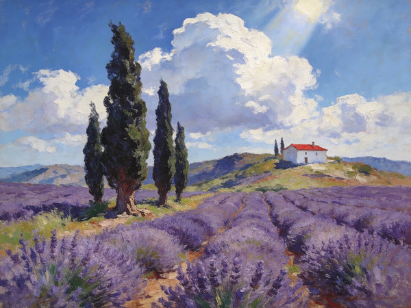 Landscape Oil Paintings, Lavender Fields in the Countryside, Small Oil Paintings on Wall, Original Artwork Small Wall Art, Hand Painted Canvas Art, Original Oil Paintings-HomePaintingDecor