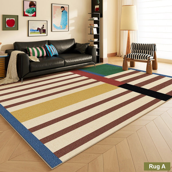 Mid Century Modern Rugs, Contemporary Modern Rugs for Bedroom, Colorful Absract Rugs for Living Room, Colorful Geometric Rugs for Dining Room-HomePaintingDecor
