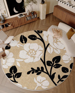 Bedroom Abstract Modern Area Rugs, Geometric Round Rugs for Dining Room, Circular Modern Rugs under Chairs, Contemporary Modern Rug for Living Room-HomePaintingDecor