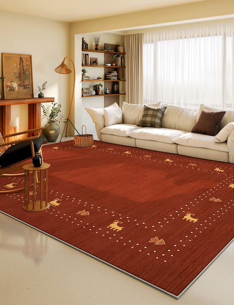 Modern Rugs for Dining Room, Red Mid Century Carpets Next to Bed, Contemporary Modern Rugs, Modern Rugs for Living Room-HomePaintingDecor