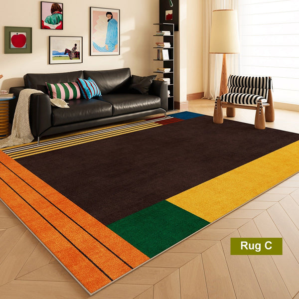 Mid Century Colorful Rugs, Modern Living Room Rug Ideas, Geometric Modern Rugs for Dining Room, Contemporary Abstract Rugs under Coffee Table-HomePaintingDecor