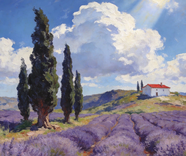 Landscape Oil Paintings, Lavender Fields in the Countryside, Small Oil Paintings on Wall, Original Artwork Small Wall Art, Hand Painted Canvas Art, Original Oil Paintings-HomePaintingDecor