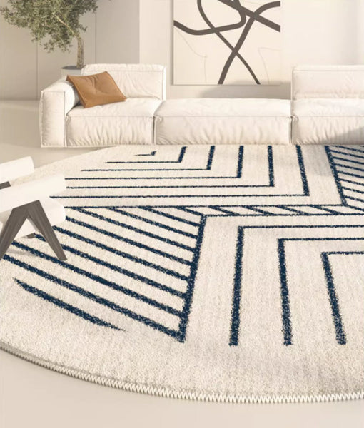 Contemporary Round Rugs for Dining Room, Abstract Round Rugs Next to Bedroom, Geometric Modern Rug Ideas under Coffee Table-HomePaintingDecor