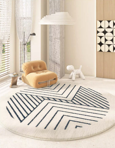 Contemporary Round Rugs for Dining Room, Abstract Round Rugs Next to Bedroom, Geometric Modern Rug Ideas under Coffee Table-HomePaintingDecor