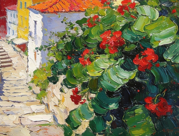 The Quiet Seaside Town, Summer Resort, On Canvas Small Paintings, Hand Painted Canvas Art, Small Landscape Paintings, Original Oil Paintings, Small Wall Art Paintings-HomePaintingDecor