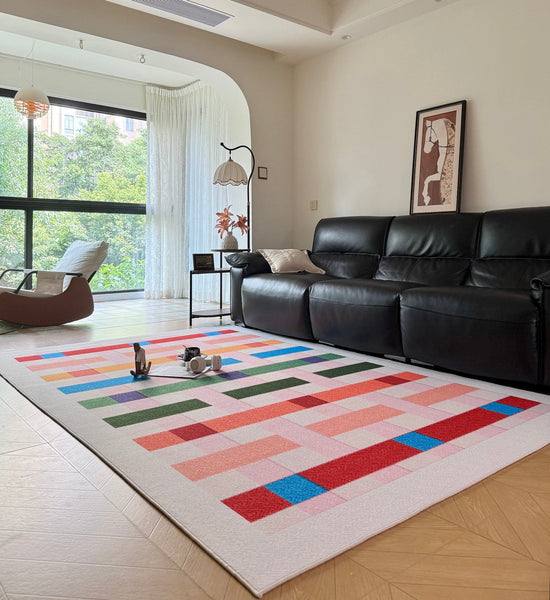 Colorful Modern Rugs for Bedroom, Mid Century Modern Carpets for Living Room, Contemporary Modern Carpets for Dining Room-HomePaintingDecor