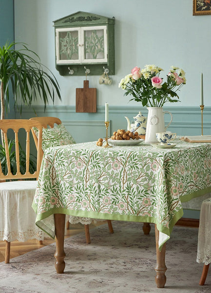 Large Rectangle Tablecloth for Dining Room Table, Square Tablecloth for Round Table, Farmhouse Table Cloth, Flower Pattern Tablecloth-HomePaintingDecor