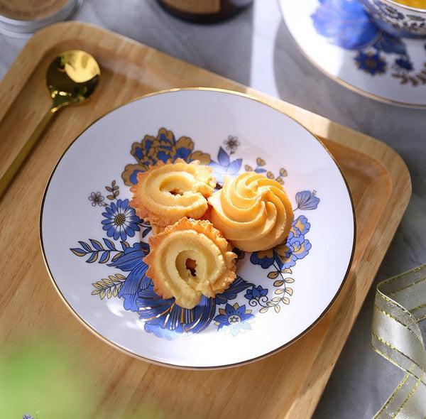 Afternoon British Tea Cups, Unique Iris Flower Tea Cups and Saucers in Gift Box, Elegant Ceramic Coffee Cups, Royal Bone China Porcelain Tea Cup Set-HomePaintingDecor