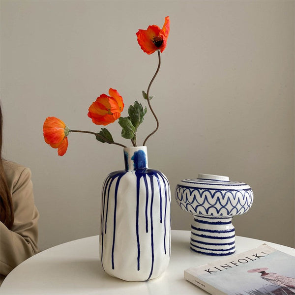 Handmade Water Holding Flower Vases, Modern Ceramic Flower Vases, Porcelain Bud Vases, Small Flower Vases on Table-HomePaintingDecor