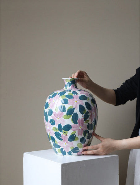 Unique Handmade Modern Flower Vase, Large Porcelain Vases for Modern Home Decor, Centerpiece Ceramic Bouquet Vases, Contemporary Vases on Dining Table-HomePaintingDecor