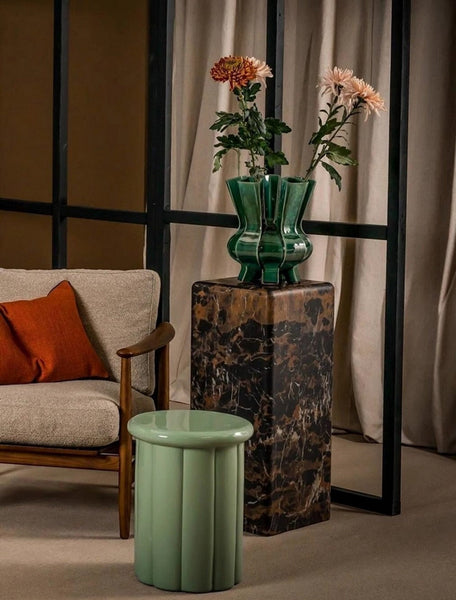 Unique Handmade Modern Flower Vase, Centerpiece Ceramic Bouquet Vases, Contemporary Vases on Dining Table, Green Porcelain Vases for Modern Home Decor-HomePaintingDecor