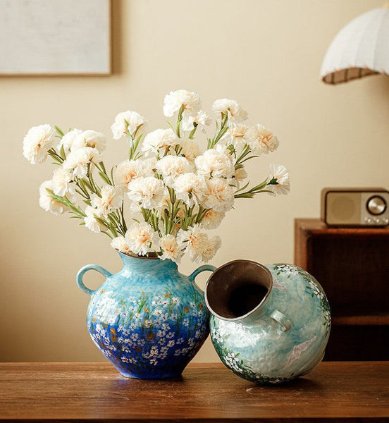 Centerpiece on Dining Table, Handmade Water Holding Flower Vases, Large Flower Vases on Table, Modern Pottery Flower Vases, Pottery Bud Vases-HomePaintingDecor