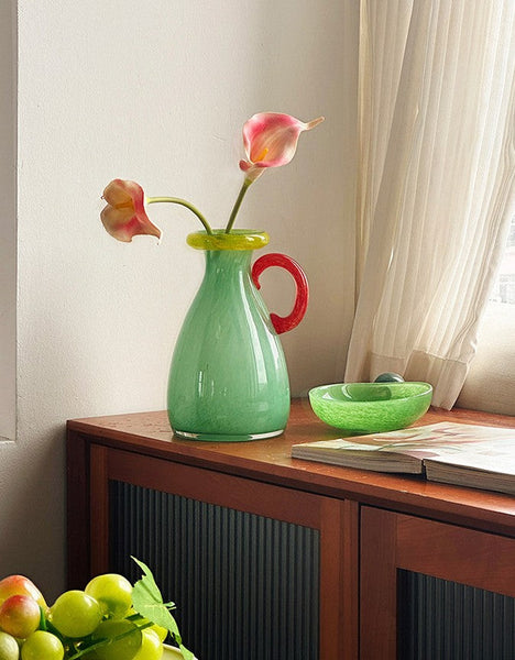 Cute Handmade Glass Bud Vases, Decorative Flower Vases, Flower Vases on Table, Small Flower Vase, Modern Glass Flower Vases-HomePaintingDecor