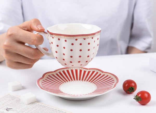 Creative Porcelain Tea Cup Saucer Set, Elegant Modern Ceramic Coffee Cups, Unique Porcelain Cup and Saucer, Afternoon British Tea Cups-HomePaintingDecor
