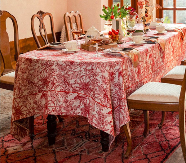 Modern Rectangle Tablecloth for Dining Room Table, Jungle Animals Leopard Parrot Pattern Tablecloth for Home Decoration, Large Square Tablecloth, Christmas Tablecloth-HomePaintingDecor
