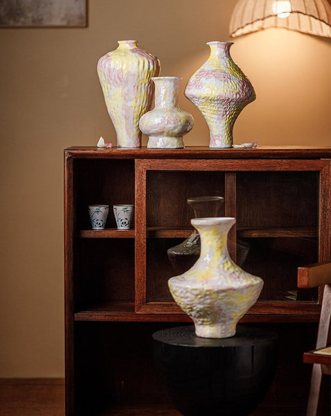 Modern Bouquet Flower Vases, Handmade Water Holding Flower Vases, Centerpiece on Dining Table, Large Flower Vase on Table, Pottery Flower Vases-HomePaintingDecor