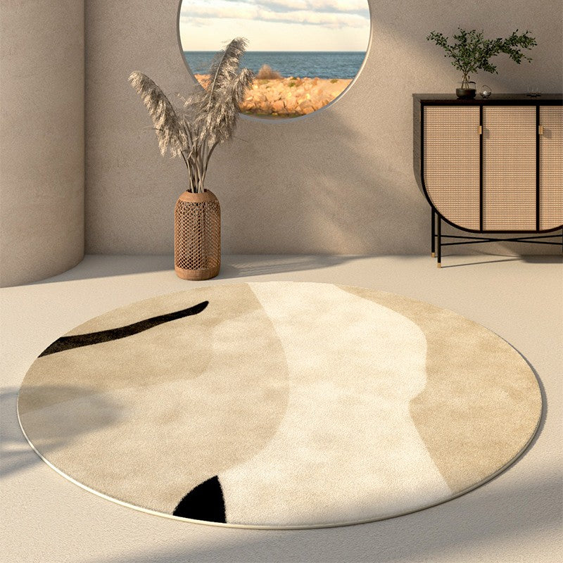 Simple Modern Floor Rugs Next to Bed, Bedroom Geometric Round Rugs, Circular Modern Rugs for Dining Room, Contemporary Floor Carpets for Entryway-HomePaintingDecor
