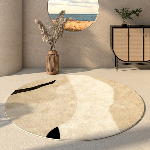 Simple Modern Floor Rugs Next to Bed, Bedroom Geometric Round Rugs, Circular Modern Rugs for Dining Room, Contemporary Floor Carpets for Entryway-HomePaintingDecor