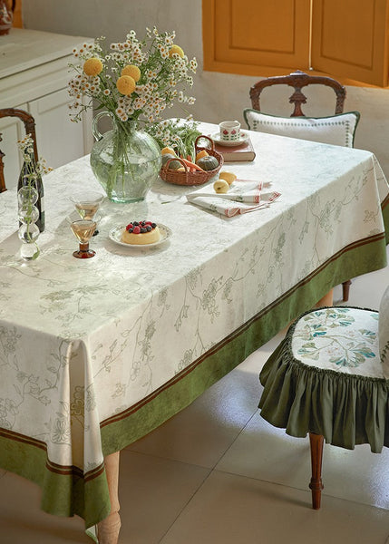 Spring Green Flower Table Covers, Large Modern Rectangle Tablecloth for Dining Table for Round Table, Farmhouse Table Cloth for Oval Table, Square Tablecloth for Kitchen-HomePaintingDecor