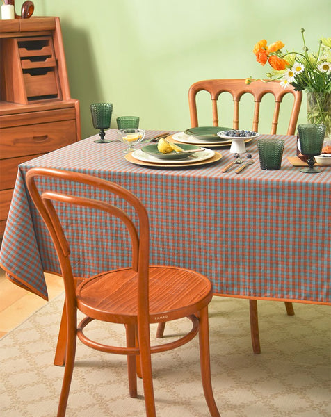 Cotton Chequer Rectangular Tablecloth for Kitchen, Rectangle Table Covers for Dining Room Table, Square Tablecloth for Coffee Table, Farmhouse Table Cloth-HomePaintingDecor