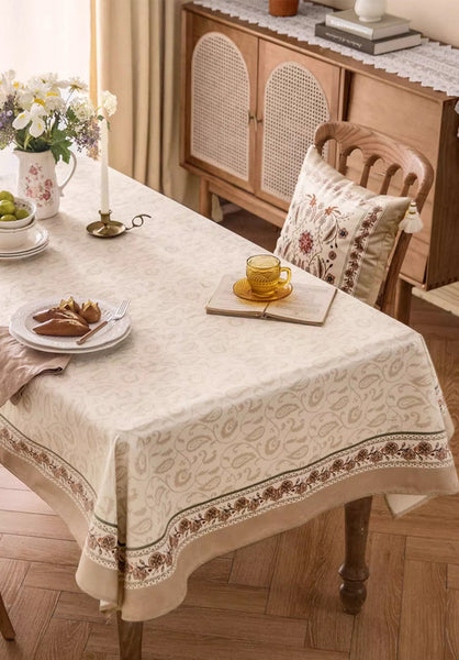 Kitchen Table Cover, Flower Tablecloth for Round Table, Elegant Table Cover for Dining Room Table, Modern Rectangle Tablecloth for Oval Table-HomePaintingDecor