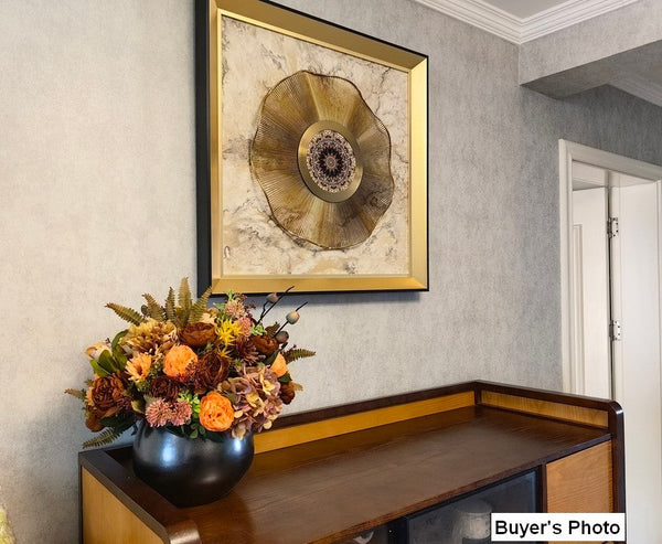 Modern Artificial Floral Arrangement for Bedroom, Large Bunch of Autumn Flowers Arrangement Interior Design, Peony Faux Silk Floral Bouquet Table Centerpiece-HomePaintingDecor