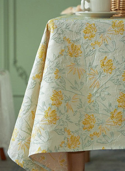 Natural Spring Farmhouse Table Cloth, Large Modern Rectangle Tablecloth for Dining Room Table, Square Tablecloth for Round Table, Flower Pattern Tablecloth-HomePaintingDecor