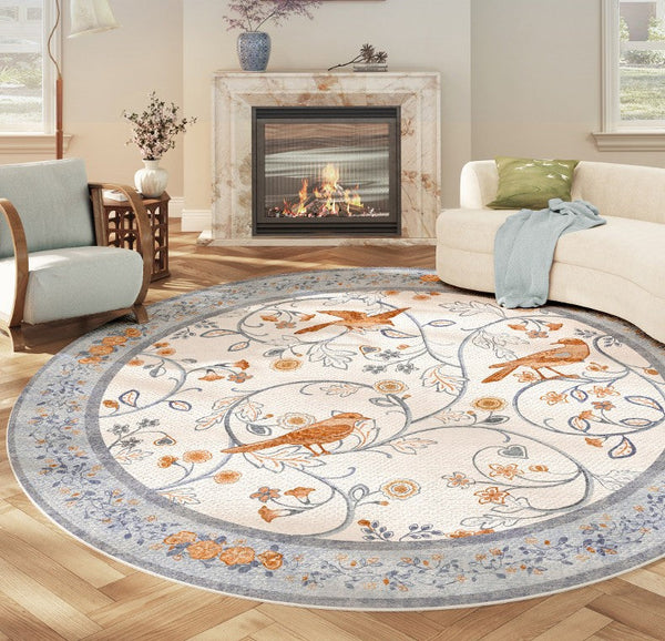 Dining Room Contemporary Round Rugs, Bedroom Modern Round Rugs, Modern Rug Ideas for Living Room, Circular Modern Rugs under Chairs-HomePaintingDecor