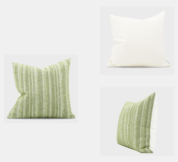 Morocco Green White Modern Sofa Pillows, Large Square Modern Throw Pillows for Couch, Large Decorative Throw Pillows, Simple Throw Pillow for Interior Design-HomePaintingDecor