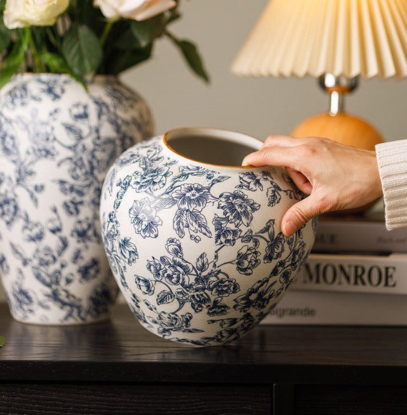 Centerpiece on Dining Table, Flower Vase on Table, Handmade Water Holding Flower Vases, Porcelain Flower Vases, Modern Ceramic Bouquet Vases-HomePaintingDecor