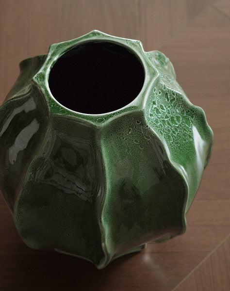 Handmade Modern Flower Vase, Centerpiece Ceramic Bouquet Vases, Large Contemporary Vases on Dining Table, Green Porcelain Vases for Modern Home Decor-HomePaintingDecor