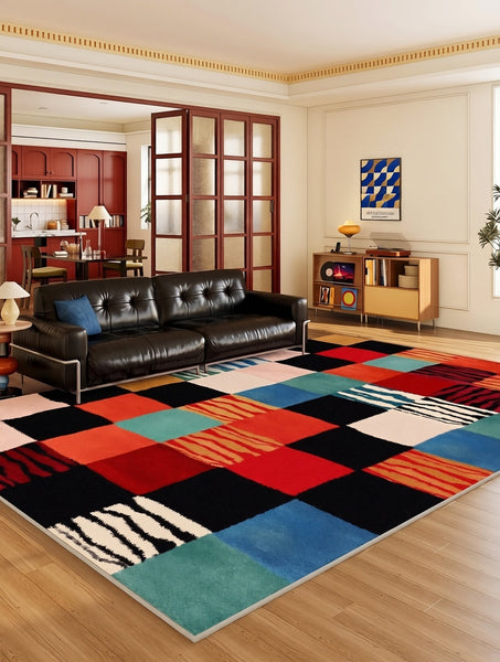 Modern Colorful Rugs for Dining Room, Contemporary Rugs for Bedroom, Mid Century Modern Rugs Next to Bed, Abstract Modern Carpets for Living Room-HomePaintingDecor