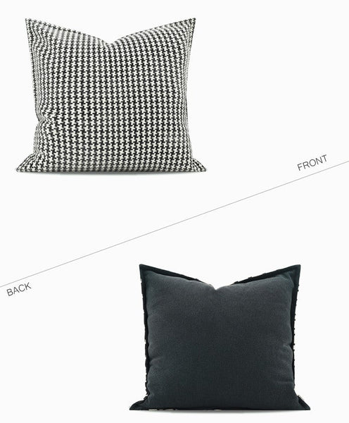 Chequer Modern Sofa Pillows, Large Black and White Decorative Throw Pillows, Contemporary Square Modern Throw Pillows for Couch, Abstract Throw Pillow for Interior Design-HomePaintingDecor