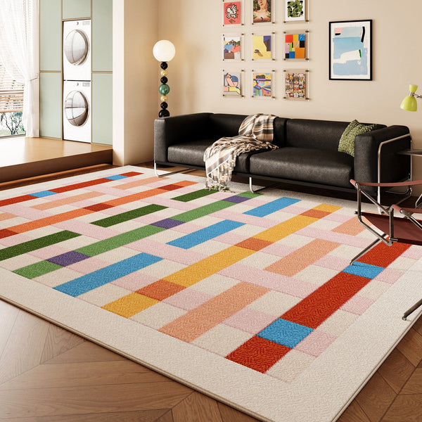 Colorful Modern Rugs for Bedroom, Mid Century Modern Carpets for Living Room, Contemporary Modern Carpets for Dining Room-HomePaintingDecor