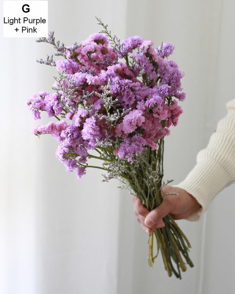 A Bunch Dried Myosotis Flowers with Limoniums, Dried Flowers, Flower Bunches, Dried Floral-HomePaintingDecor