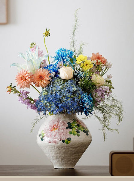 Modern Porcelain Flower Vases, Flower Vases on Table, Handmade Water Holding Flower Vases, Centerpiece on Dining Table, Ceramic Bouquet Vases-HomePaintingDecor