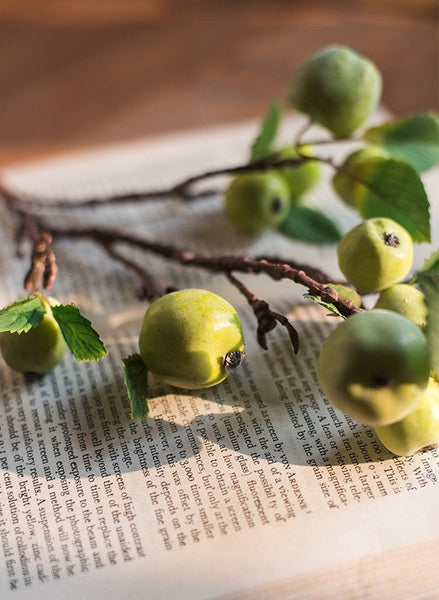 Green Apple Branch, Fruit Branch, Table Centerpiece, Beautiful Modern Flower Arrangement Ideas for Home Decoration, Simple Artificial Floral for Dining Room-HomePaintingDecor