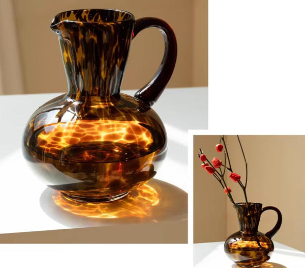 Handmade Modern Vases for Bedroom, Decorative Glass Vase, Mid Century Glass Vases, Centerpiece Contemporary Vases on Table, Modern Glass Vase for Flowers