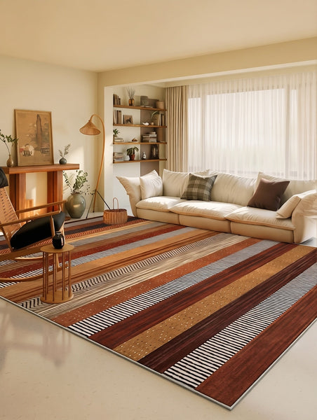 Colorful Abstract Rugs for Dining Room, Contemporary Rugs for Bedroom, Mid Century Modern Rugs Next to Bed, Bohemian Style Carpets for Living Room-HomePaintingDecor