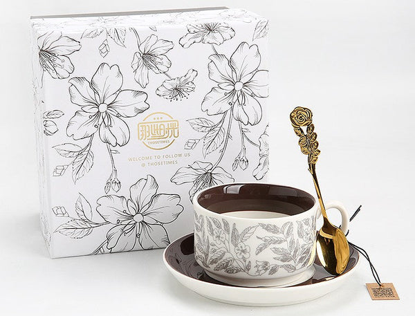 Vintage Bone China Porcelain Tea Cup Set, Unique British Tea Cup and Saucer in Gift Box, Royal Ceramic Cups, Elegant Ceramic Coffee Cups