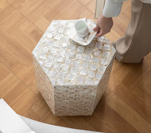 Creative Coffee Table, Contemporary Small Sofa Side Table, Shell Small Side Table, Portable Casual Side Table, Unique Small End Table-HomePaintingDecor