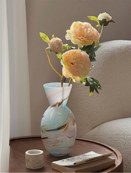 Cute Handmade Glass Vases, Vintage Small Glass Flower Vases, Flower Vases on Table, Modern Glass Vases for Flowers-HomePaintingDecor