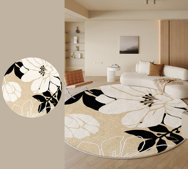 Geometric Round Rugs for Dining Room, Bedroom Abstract Modern Area Rugs, Circular Modern Rugs under Chairs, Contemporary Modern Rug for Living Room-HomePaintingDecor