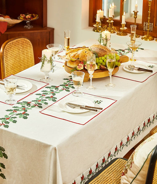 Modern Rectangle Tablecloth for Dining Room Table, Flower Pattern Tablecloth for Home Decoration, Square Tablecloth, Farmhouse Table Cloth, Christmas Tablecloth-HomePaintingDecor