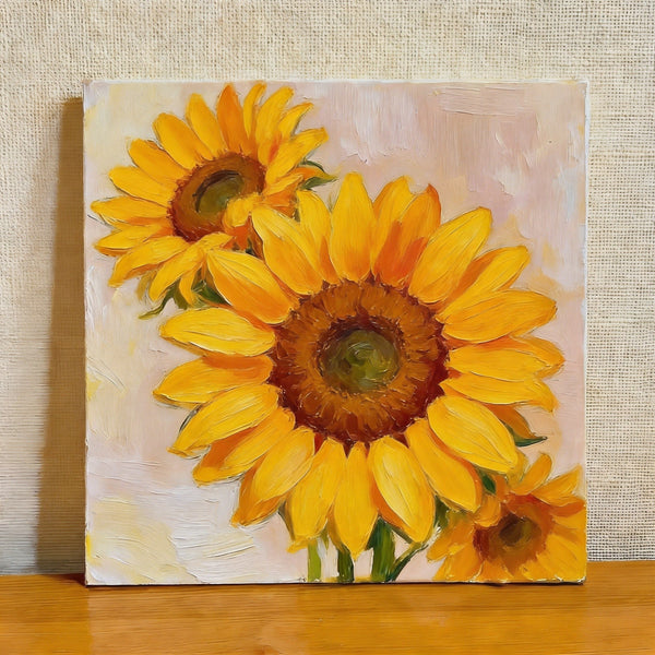 Sunflowers in Full Bloom, Still Life Painting, Hand Painted Canvas Art, Original Flower Paintings, Buy Small Paintings Online, Small Canvas Artwork-HomePaintingDecor