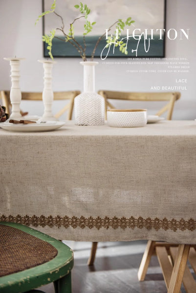 Large Rectangle Table Cover for Dining Room Table, Modern Table Cloth, Cotton and Linen Tablecloth for Home Decoration, Square Tablecloth for Round Table-HomePaintingDecor